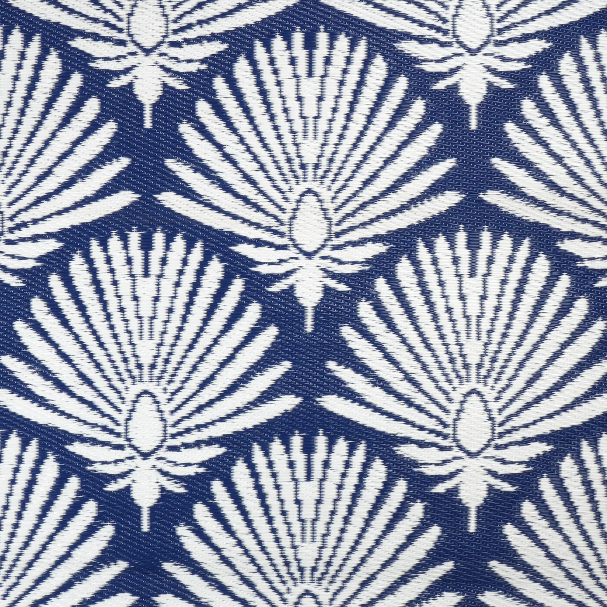 Blue & White Fan Palm Print Outdoor Rug by Ashland